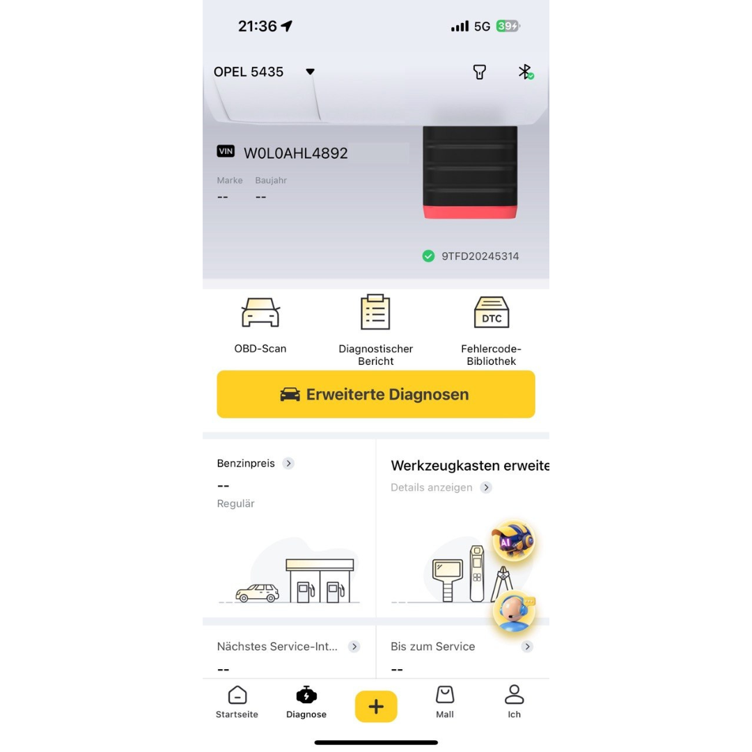 OBD2 Diagnosegerät Bluetooth – Vollsystem Diagnose & Fehlercode Löschen für alle Automarken